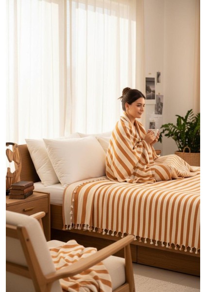 %100 Pamuk Çift Kişilik Püsküllü Pike, Yatak Örtüsü 130X180CM fırsatları