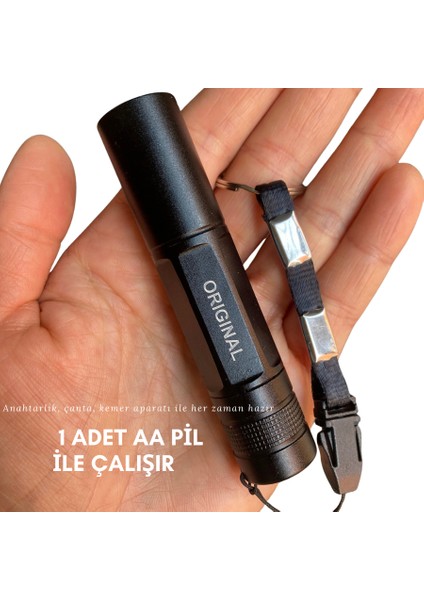 PD-4455 Metal Mini El Feneri | Anahtarlık Askılı Taşınabilir Fener | Güçlü LED Işık fiyatları