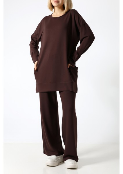 Düz Polyviskon Kumaş Ikili Takım – Rahat Kesim Tunik & Pantolon Kombini