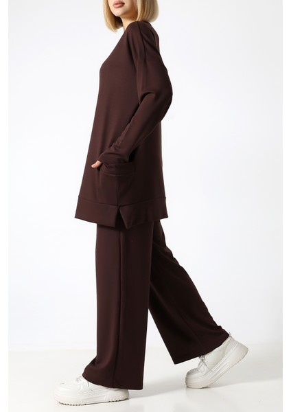 Düz Polyviskon Kumaş Ikili Takım – Rahat Kesim Tunik & Pantolon Kombini modelleri