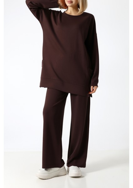 Düz Polyviskon Kumaş Ikili Takım – Rahat Kesim Tunik & Pantolon Kombini fırsatları