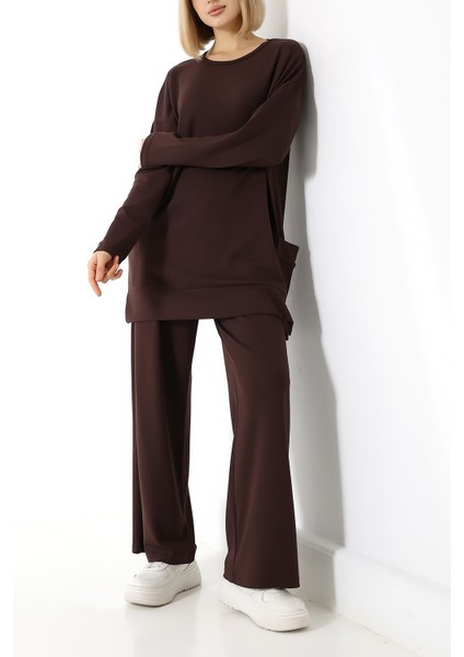 Düz Polyviskon Kumaş Ikili Takım – Rahat Kesim Tunik & Pantolon Kombini