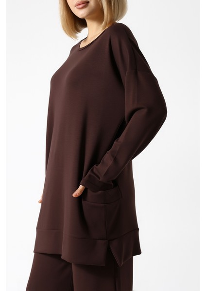 Düz Polyviskon Kumaş Ikili Takım – Rahat Kesim Tunik & Pantolon Kombini