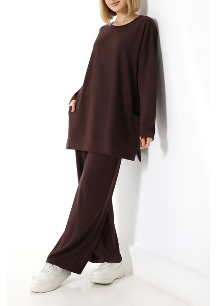 Düz Polyviskon Kumaş Ikili Takım – Rahat Kesim Tunik & Pantolon Kombini