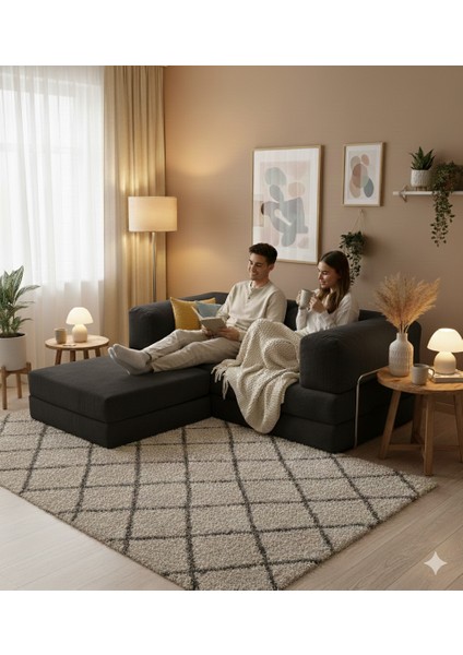 200X200 Köşe Takımı |kadife | Köşe Koltuk | Modüler Köşe Takımı | Yataklı L Koltuk | Fitilli Kadife | Yıkanabilir Fitilli Kadife Kumaş