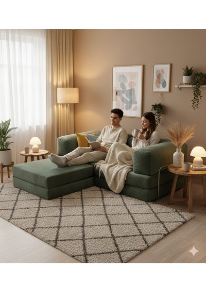 200X200 Köşe Takımı |kadife | Köşe Koltuk | Modüler Köşe Takımı | Yataklı L Koltuk | Fitilli Kadife | Yıkanabilir Fitilli Kadife Kumaş