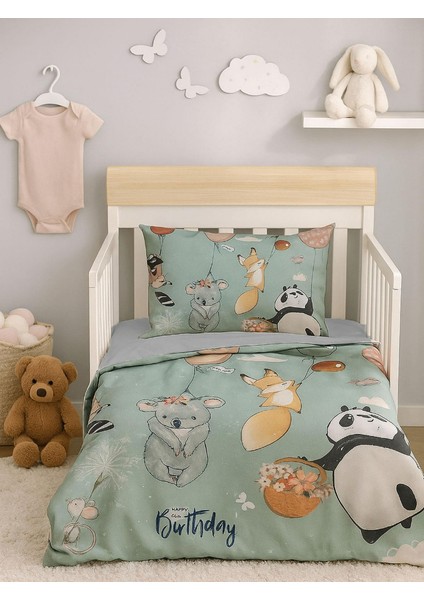 Yenidoğan Kız / Erkek Unisex Bebek Nevresim Takımı %100 Pamuklu Sevimli Hayvanlar