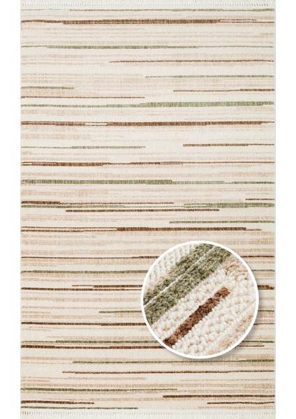 Hurgada 01 Green Brown Yumuşak Modern Iskandinav Tarzlı Yolluk, Koridor, Salon, Oturma Odası Halısı