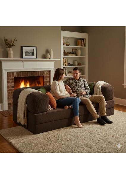 Meganest Modern Fitilli Kadife Kanepe| Yatak Olabilen, Dayanıklı Orta Sert Sünger, Yıkanabilir Kılıf fiyatları