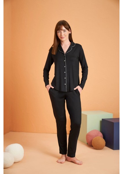 Kadın Uzun Kol Önü Düğmeli Pijama Takım fiyatları
