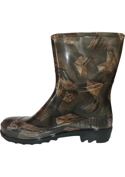 Kadın Bej 23 cm Çiçek Desenli Kısa Bahçe Yağmur Çizmesi EMKK809-420 fiyatları