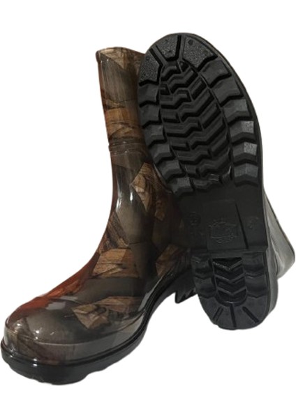 Kadın Bej 23 cm Çiçek Desenli Kısa Bahçe Yağmur Çizmesi EMKK809-420 modelleri