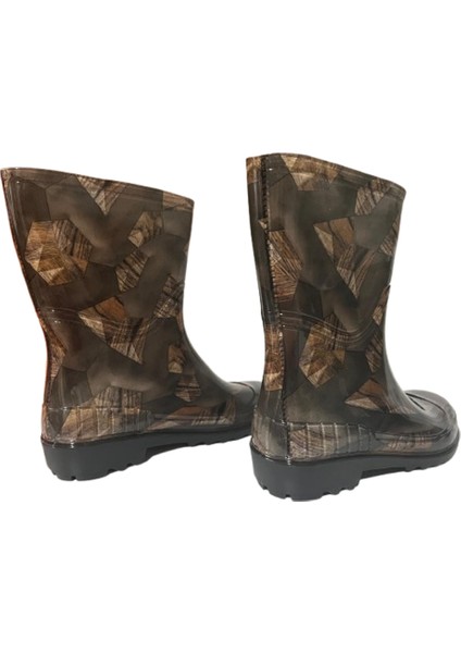 Kadın Bej 23 cm Çiçek Desenli Kısa Bahçe Yağmur Çizmesi EMKK809-420 fırsatları