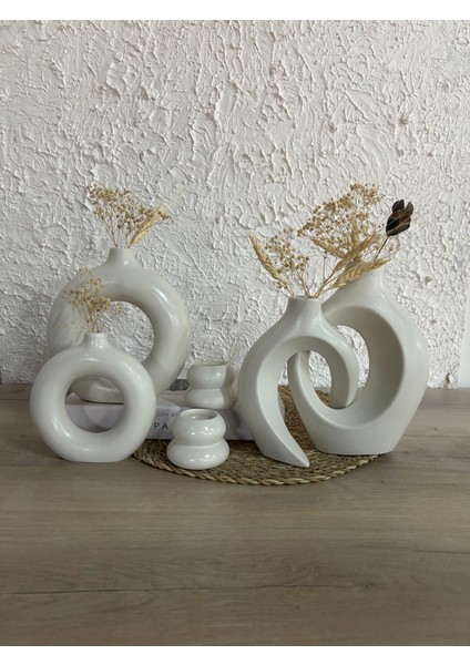 Dekoratif 6 Parça Vazo ve Mumluk Seti Sevgili Sarmaşık Vazo Halka Vazo ve Mumluk Takımı El Yapımı Tasarım Bohem Tarz Vazo Seti Biblo fiyatları