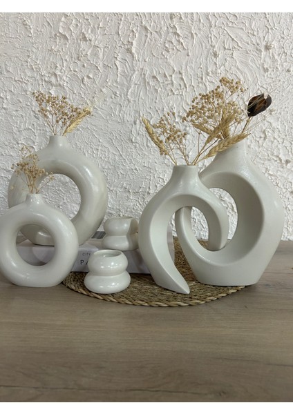 Dekoratif 6 Parça Vazo ve Mumluk Seti Sevgili Sarmaşık Vazo Halka Vazo ve Mumluk Takımı El Yapımı Tasarım Bohem Tarz Vazo Seti Biblo indirimleri