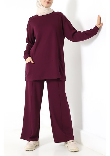 Düz Polyviskon Cepli Tunik & Pantolon Ikili Takım – Günlük Şık Kombin fiyatları