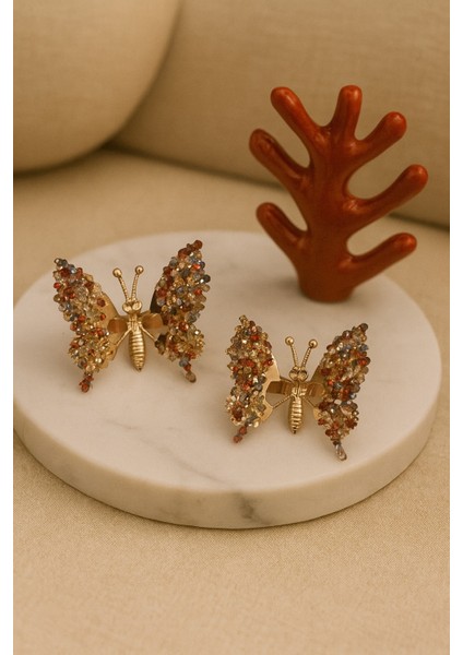 Zarif Taş Işıltılı Oynar Kanatlı Kelebek Pens Toka