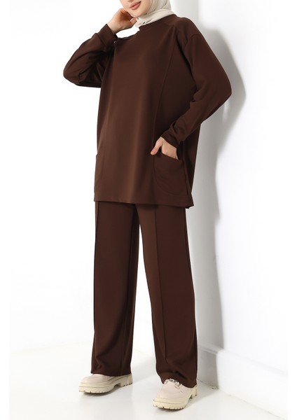 Düz Polyviskon Cepli Tunik & Pantolon Ikili Takım – Günlük Şık Kombin fiyatları