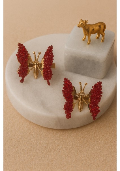 Zarif Taş Işıltılı Oynar Kanatlı Kelebek Pens Toka