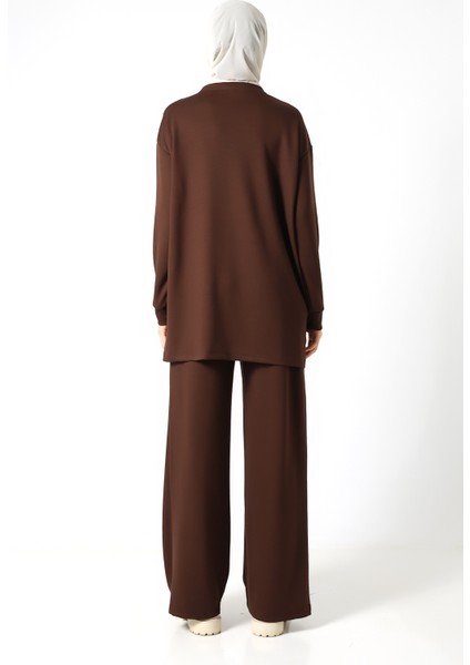 Düz Polyviskon Cepli Tunik & Pantolon Ikili Takım – Günlük Şık Kombin