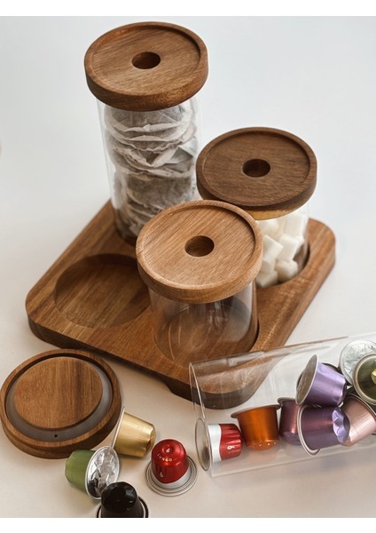 4 Parça Akasya Kapaklı Cam Baharatlık fiyatları