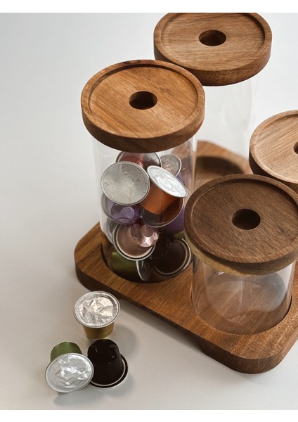 4 Parça Akasya Kapaklı Cam Baharatlık indirimleri