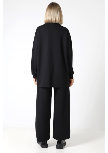 Düz Polyviskon Cepli Tunik & Pantolon Ikili Takım – Günlük Şık Kombin