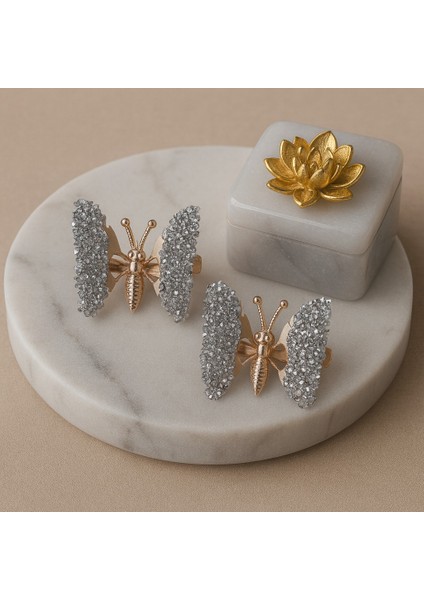 Zarif Taş Işıltılı Oynar Kanatlı Kelebek Pens Toka