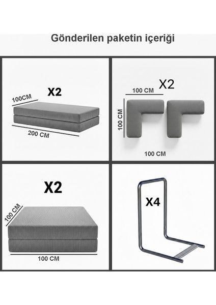 Meganest 200x100 Modern Fitilli Kadife Kanepe| Yatak Olabilen, Dayanıklı Orta Sert Sünger, Yıkanabilir Kılıf