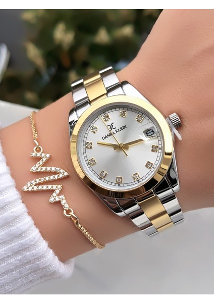 Takvimli Çelik Kadın Kol Saati 3 Atm Su Geçirmezlik 2 Yıl Garantili Bileklik Hediyeli