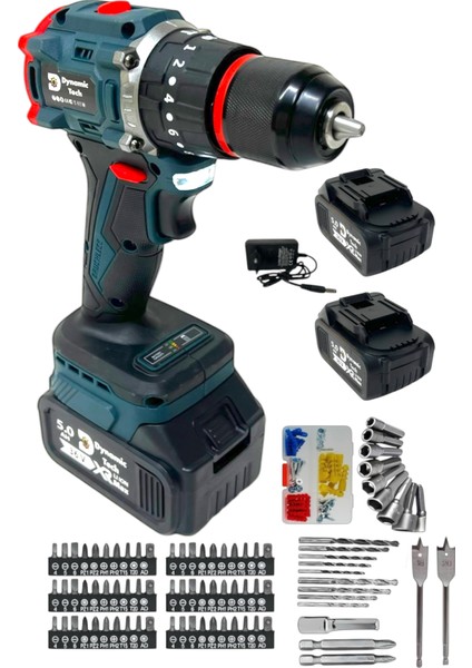 Profesyonel Kömürsüz Darbeli Şarjlı Matkap Çelik Mandren Çift Akülü Vidalama Full Setli fırsatları