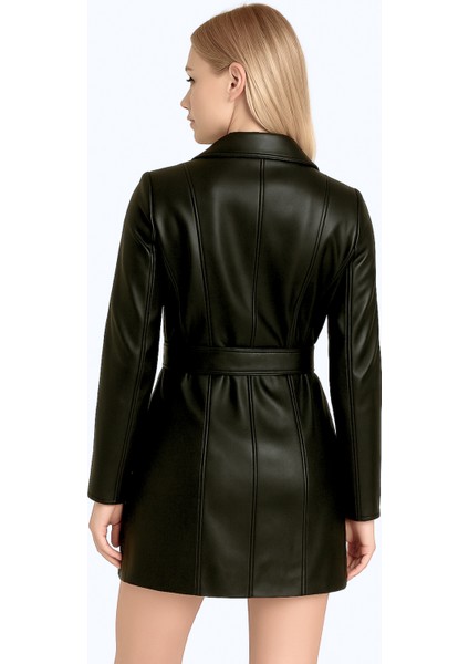 Farah Hakiki Deri Kadın Siyah Trençkot fırsatları