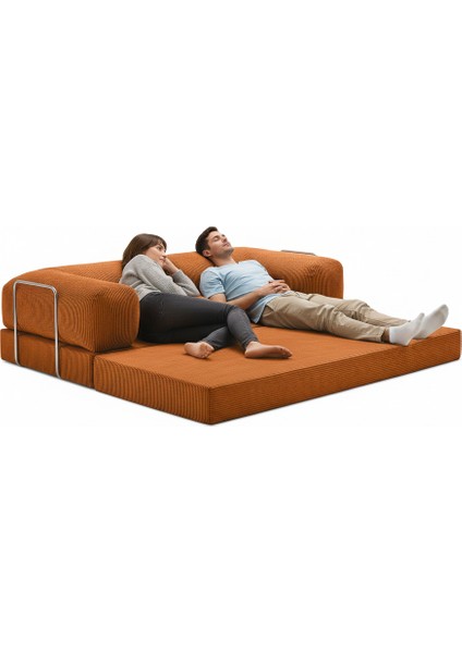 Meganest 200x100 Modern Fitilli Kadife Kanepe| Yatak Olabilen, Dayanıklı Orta Sert Sünger, Yıkanabilir Kılıf modelleri