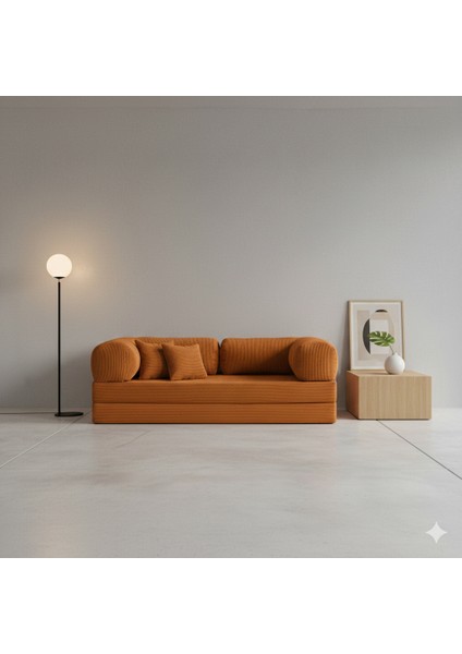 Meganest 200x100 Modern Fitilli Kadife Kanepe| Yatak Olabilen, Dayanıklı Orta Sert Sünger, Yıkanabilir Kılıf fırsatları