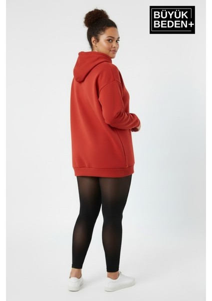 Kadın Büyük Beden Ar Baskılı Kapüşonlu Sweatshirt SPR26BSWK963 fiyatları