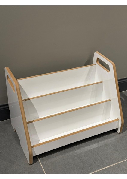 Akçehome Montessori 3 Raflı Beyaz Mdf Çok Kullanışlı Kitaplık