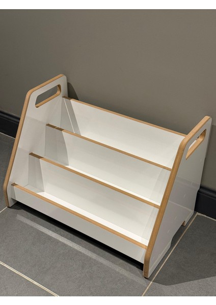 Akçehome Montessori 3 Raflı Beyaz Mdf Çok Kullanışlı Kitaplık fırsatları