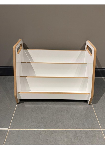 Akçehome Montessori 3 Raflı Beyaz Mdf Çok Kullanışlı Kitaplık