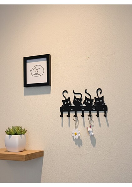 Kedi Figürlü Anahtar Askılığı Duvara Yapıştırmalı Askılık Yapışkanlı ve Delme Gerektirmez fiyatları