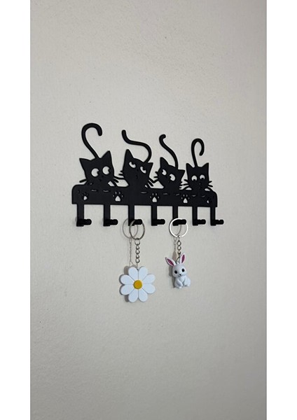 Kedi Figürlü Anahtar Askılığı Duvara Yapıştırmalı Askılık Yapışkanlı ve Delme Gerektirmez fırsatları