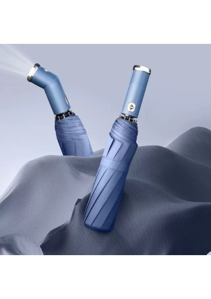 Mavi El Fenerli Katlanabilir Şemsiye – Yağışlı ve Karanlık Havalara Özel Tasarım modelleri