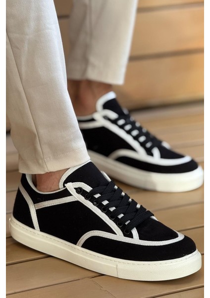 CH2505 - Keten Erkek Ayakkabı Siyah - Beyaz fiyatları