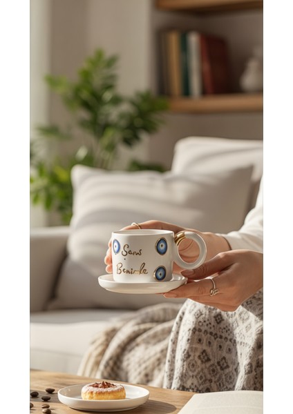 24K Altın Dekorlu "şans Benimle" Temalı Kahve Fincanı Çay Fincanı Mug fırsatları