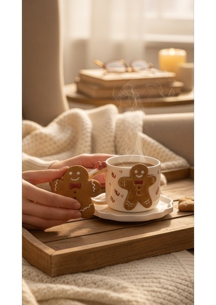 24K Altın Süslemeli Kurabiye Adam Seramik Mug Yılbaşı Yeni Yıl Hediyesi fiyatları