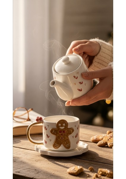 24K Altın Süslemeli Kurabiye Adam Seramik Mug Yılbaşı Yeni Yıl Hediyesi indirimleri