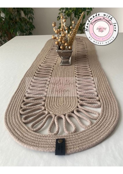 Tress Runner, 110 x 32 cm, El Yapımı Salon /sehpa Örtüsü, Runner, Mutfak Masa Örtüsü,