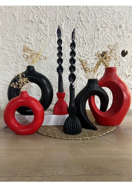 Dekoratif 6 Parça Vazo ve Şamdan Mumluk Takımı Sevgili Sarmaşık Vazo Halka Vazo ve Şamdan Mumluk Seti El Yapımı Vazo Takımı Biblo Hediyelik Eşya Bohem Tarz