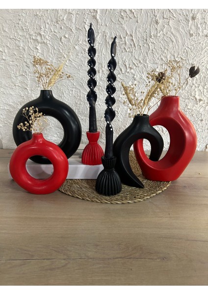 Dekoratif 6 Parça Vazo ve Şamdan Mumluk Takımı Sevgili Sarmaşık Vazo Halka Vazo ve Şamdan Mumluk Seti El Yapımı Vazo Takımı Biblo Hediyelik Eşya Bohem Tarz modelleri