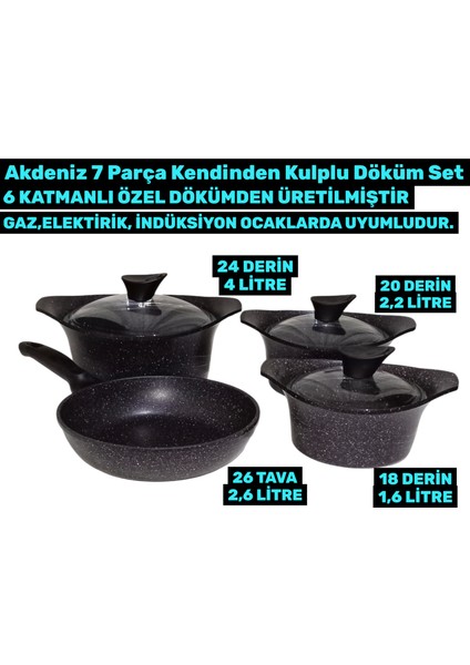 7 Parça Kendinden Kulplu Indüksiyon Tabanlı Döküm Set fiyatları