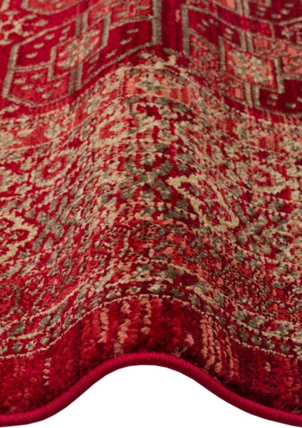 Kavala 03 Red Etnik Desenlere Sahip Dayanıklı Yapısı ve Canlı Renkleri ile Öne Çıkan Makine Halısı modelleri